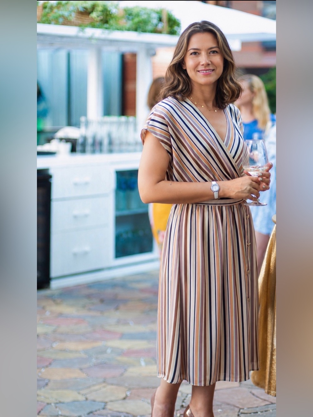 adL Striped Wrap Midi Dress – Size XS